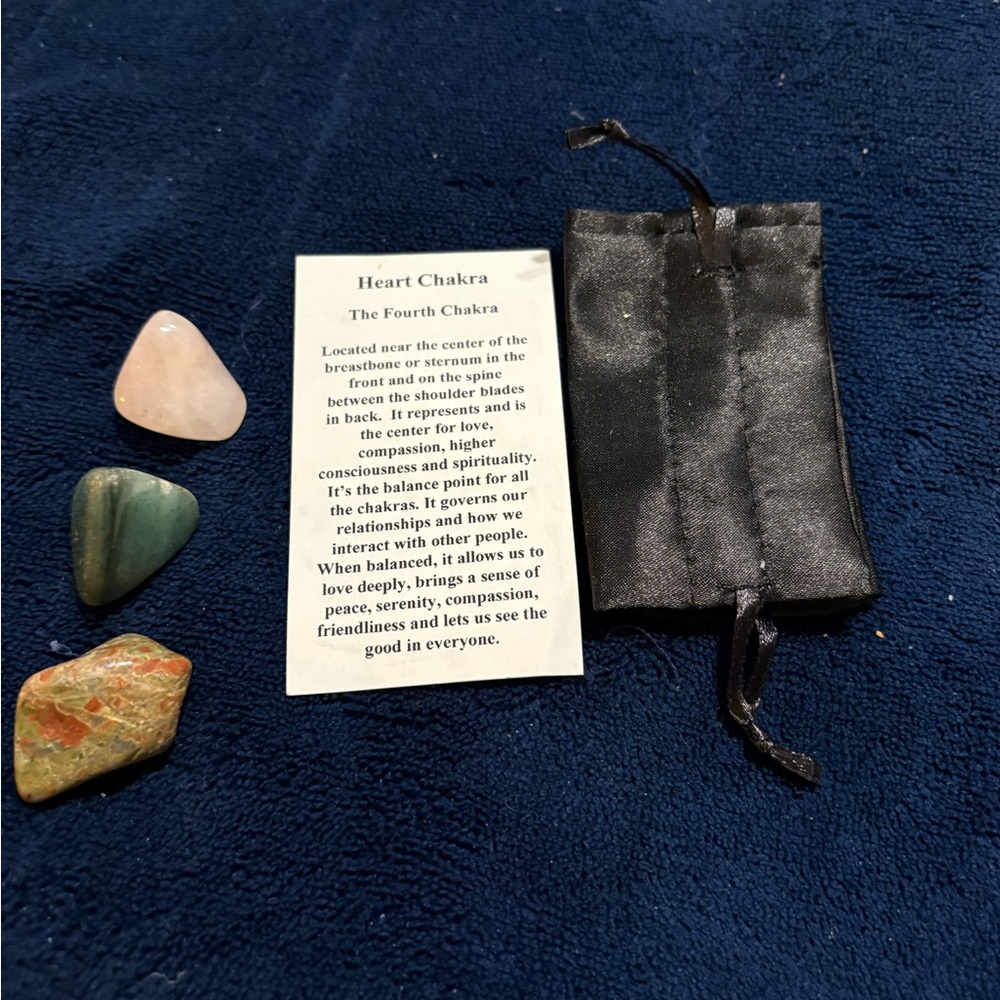 Heart Chakra Stone Set with Black PouchHeart Chakra